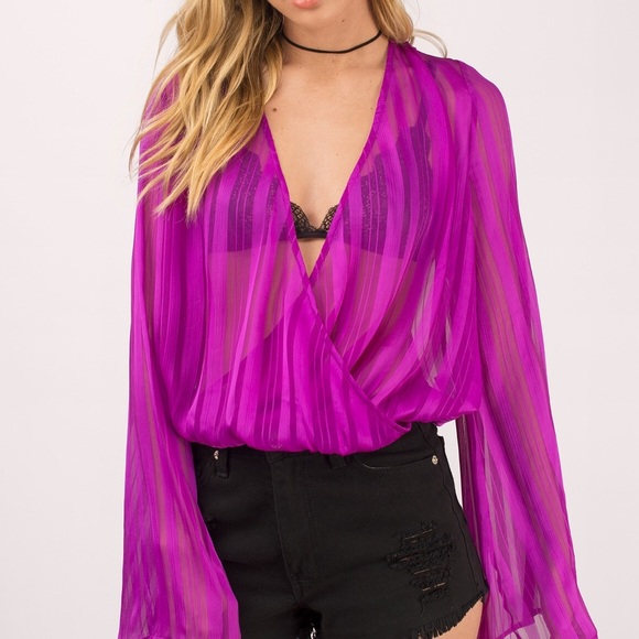 Tobi Tops - HP🏆Orchid sheer deep V blouse 🎀